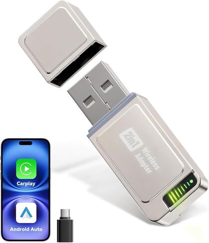 Spedal Wireless CarPlay Adapter USB C, 2nd Gen 2-in-1 Android Auto Wireless Dongle, 2026 Upgraded Wired to Wireless Converter for 2016+ Factory CarPlay Cars, No Lag Fast Connect, USB-A Included in Saudi Arabia