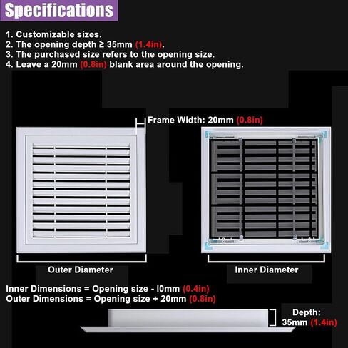 Ventilated Access Panel with Mesh Cover - White Plastic Inspection Hatch for Garage, Home & Office (32"x33"/81.3x83.8cm) - Durable, Easy Installation Access Door in Kuwait