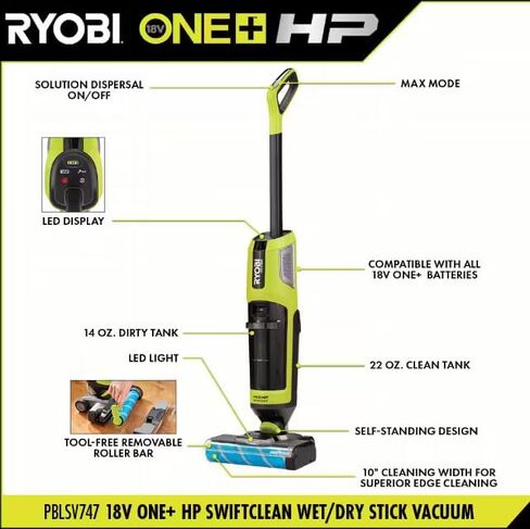 ONEAND HP 18V Wireless SWIFTCLEAN ممسحة رطبة/جافة ومجموعة مكنسة كهربائية مع بطارية 4.0 أمبير أ in Kuwait