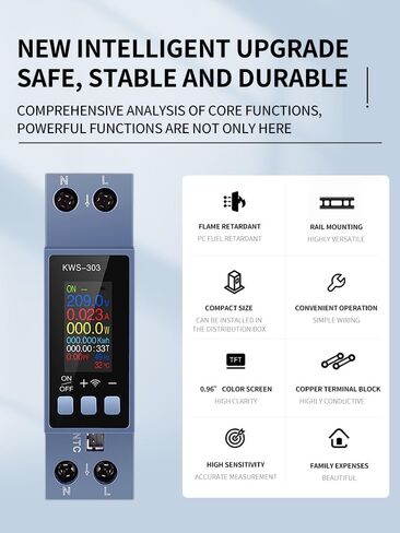 Diymore مقياس الطاقة على مرحلتين مراقبة استخدام الكهرباء AC 85 ~ 290V 40A الفولتميتر مقياس التيار الكهربائي واط كيلوواط ساعة تردد الطاقة متر شاشة ملونة 8 في 1 متعددة الوظائف الجهد المتردد والتيار ومقياس الطاقة in Kuwait