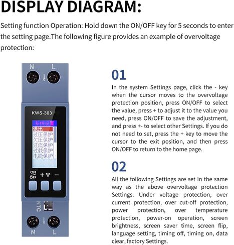 Diymore مقياس الطاقة على مرحلتين مراقبة استخدام الكهرباء AC 85 ~ 290V 40A الفولتميتر مقياس التيار الكهربائي واط كيلوواط ساعة تردد الطاقة متر شاشة ملونة 8 في 1 متعددة الوظائف الجهد المتردد والتيار ومقياس الطاقة in Kuwait