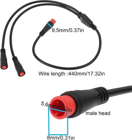 خلق فكرة 2X 2Pin تمديد سلك التوصيل لتعديل سكوتر كهربائي ضوء 1 ذكر إلى 2 أنثى Y-الفاصل in Kuwait