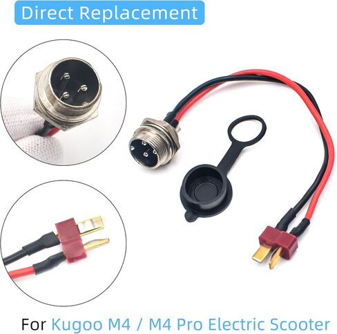 استبدال منفذ شحن السكوتر الكهربائي مع غطاء غبار، كابل مقبس شاحن 42 فولت متوافق مع Kugoo M4 M4 Pro، جزء إصلاح موصل الطاقة سريع التثبيت | تصميم محكم الغلق مقاوم للغبار، كابل PVC مقاوم للحرارة، تثبيت بسيط بالقابس، حماية ضد التآكل in Kuwait