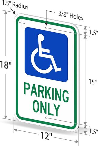 علامة SmartSign "وقوف السيارات للمعاقين فقط" | ألومنيوم عاكس من الدرجة الهندسية مقاس 12 × 18 بوصة 3M in Kuwait