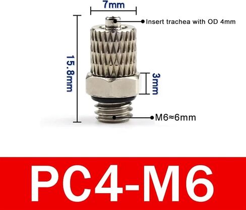 10Pcs Male Thread Mini Pneumatic Pipe Connector Screw Through Quick Fitting OD Air Tube Fast Twist Joint 3mm 4mm 6mm(PC4-M6) in Kuwait