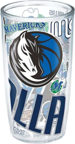 كوب Tervis مصنوع في الولايات المتحدة الأمريكية بجدار مزدوج NBA Dallas Mavericks معزول يحافظ على المشروبات باردة وساخنة، 16oz، أصلي in Kuwait