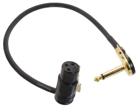 CablesOnline، كابل ذكر TS ذو زاوية يمنى منخفضة مقاس 12 بوصة، 3 دبابيس XLR أنثى إلى زاوية قائمة مسطحة 1/4 بوصة، كابل ذكر TS، X3-500 in Kuwait