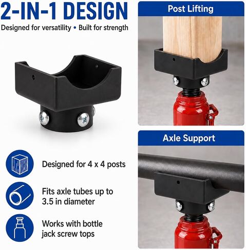 BIAIOV 2-in-1 Bottle Jack Adapter, 12-Ton Steel Saddle for 4x4 Wood Beams & Axle Tubes, with 3 Shims, Fits 0.9-2" Jack Platforms for RV Truck in Kuwait