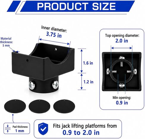 BIAIOV 2-in-1 Bottle Jack Adapter, 12-Ton Steel Saddle for 4x4 Wood Beams & Axle Tubes, with 3 Shims, Fits 0.9-2" Jack Platforms for RV Truck in Kuwait