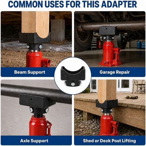 BIAIOV 2-in-1 Bottle Jack Adapter, 12-Ton Steel Saddle for 4x4 Wood Beams & Axle Tubes, with 3 Shims, Fits 0.9-2" Jack Platforms for RV Truck in Kuwait
