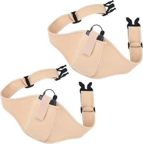 Foilswirl 2 Pack Mic Belt for Fitness Instructor Microphone Belt Holder Adjustable Carrying Pouch Waistband Bag Case for Theatre, Speaker, Singers, Teaching(Nude) in Kuwait
