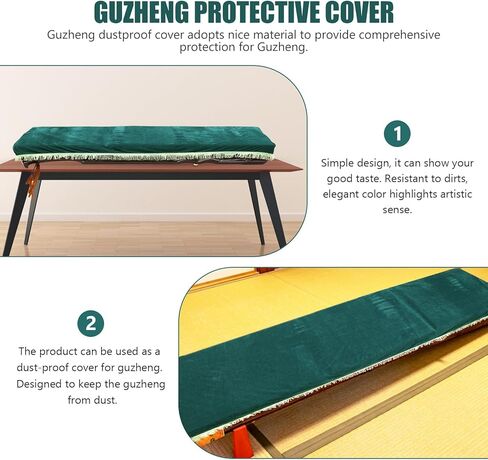 Cabilock Guzheng Dust Cover Velvet Fabric in Dark Green for Guzheng Instrument, Supple Ancient Style Cover Suitable for Musical Instrument Storage and Travel in Kuwait