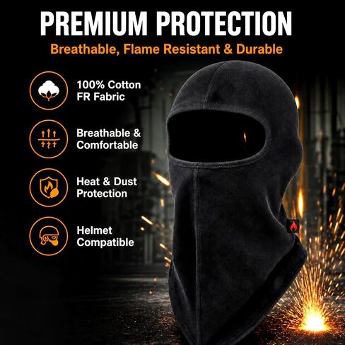 Shyyween 3 Pcs Fr Balaclava Face Mask Flame Resistant Covering Welding Hood for Man Arc Rated Cat2 Cover Hood for Welding One Size Black in Kuwait