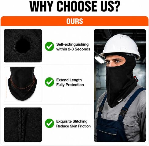 Shyyween 3 Pcs Fr Balaclava Face Mask Flame Resistant Covering Welding Hood for Man Arc Rated Cat2 Cover Hood for Welding One Size Black in Kuwait