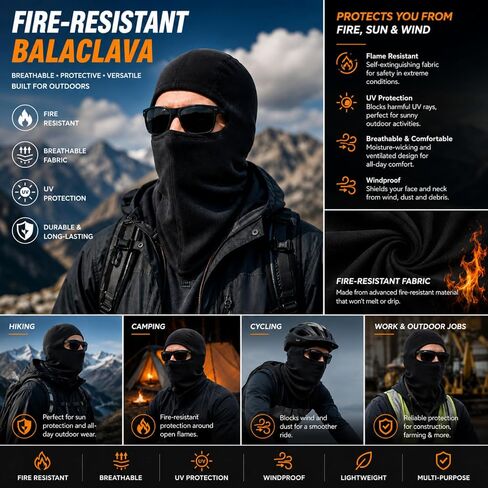 Shyyween 3 Pcs Fr Balaclava Face Mask Flame Resistant Covering Welding Hood for Man Arc Rated Cat2 Cover Hood for Welding One Size Black in Kuwait