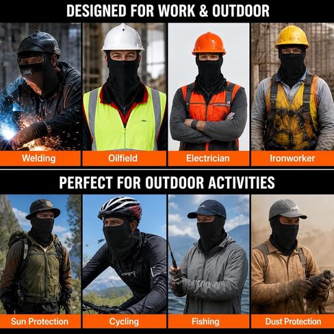 Shyyween 3 Pcs Fr Balaclava Face Mask Flame Resistant Covering Welding Hood for Man Arc Rated Cat2 Cover Hood for Welding One Size Black in Kuwait