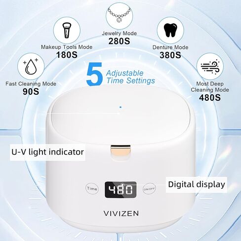 Ultrasonic Retainer Cleaner, Sonic Dental Cleaning Pod, Portable 30W/45kHz Machine for Dentures, Aligners, Braces, Mouth Guards, Jewelry, for All Dental Appliances (White) in Kuwait