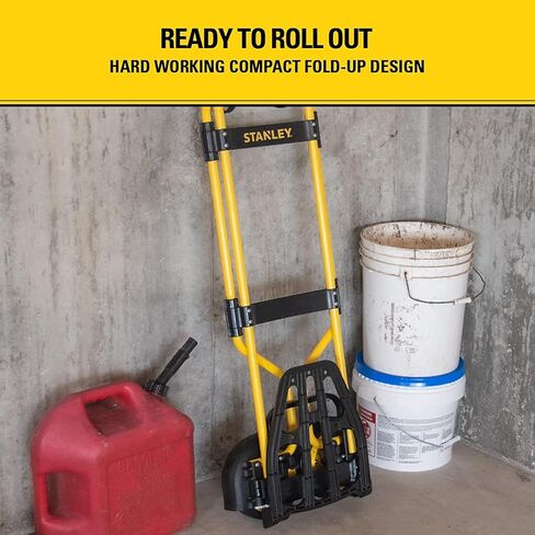Stanley Heavy-Duty Folding Hand Truck & Dolly, 400 lbs. (181 kgs.) Capacity, Professional Grade, Compact, Lightweight & Slim Design, Easy Storage, Steel Frame, Ergonomic 3 Handle Design (SXWT-FT591) in Kuwait