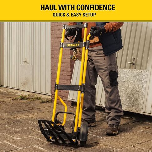 Stanley Heavy-Duty Folding Hand Truck & Dolly, 400 lbs. (181 kgs.) Capacity, Professional Grade, Compact, Lightweight & Slim Design, Easy Storage, Steel Frame, Ergonomic 3 Handle Design (SXWT-FT591) in Kuwait