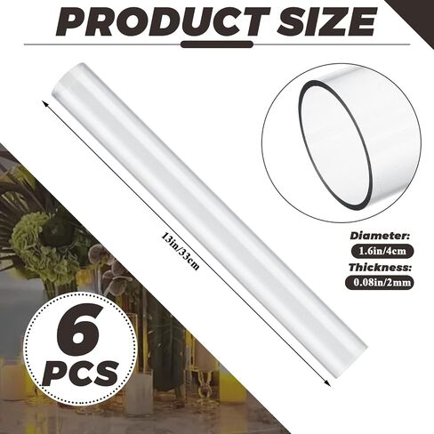 LANIAKEA 6PCS Clear Polycarbonate Tube, 1.5" (40mm) Diameter Round DIY Plastic Tubing, 13"(330mm) Length Rigid Storage Tube,5/64" (2mm) Wall in Saudi Arabia