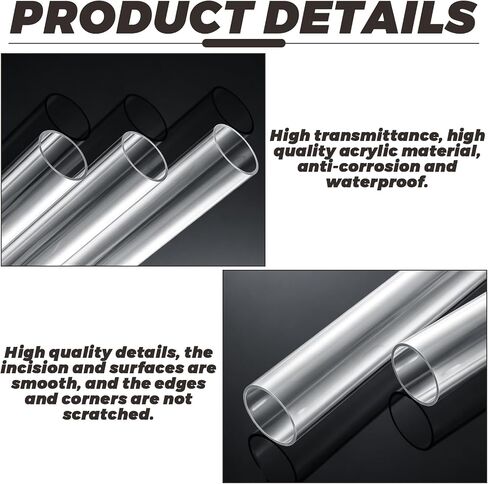 LANIAKEA 6PCS Clear Polycarbonate Tube, 1.5" (40mm) Diameter Round DIY Plastic Tubing, 13"(330mm) Length Rigid Storage Tube,5/64" (2mm) Wall in Saudi Arabia