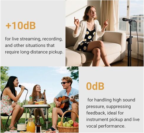 Handheld Condenser Microphone with Cardioid Pickup 2-Sensitivity Settings Includes Clip and XLR Cable for Professional Recording Live Streaming Karaoke Stage Performances in Kuwait