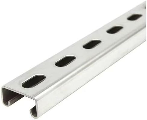 3 Foot Long 304 Stainless Steel Slotted Strut Channel, 1-5/8" x 13/16", Polished Finish - Single Channel Strut with 9/16" x 1-1/8" Slots in Kuwait