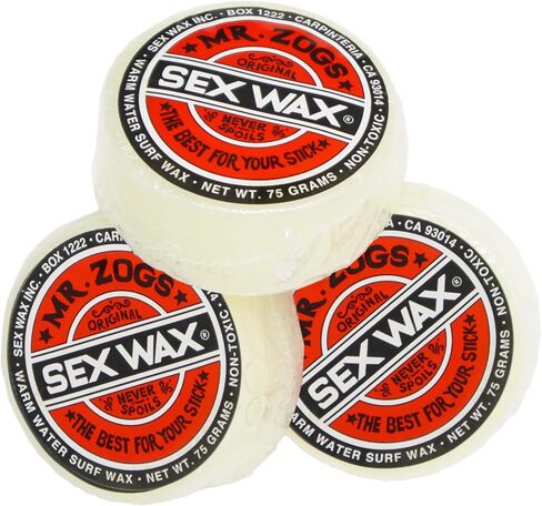 ملصق Sex Wax Surfboard Wax & Go Surf، 3 عبوات، رائحة جوز الهند، تركيبة الماء الدافئ in Kuwait
