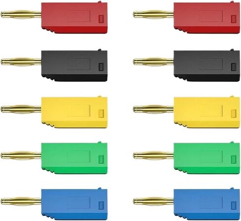 P3012 10PCS 2mm Banana Plug Jack Gold Plated Copper Stackable Banana Plug Connector for Binding Post Test Probes 5 Color(5colors 10pcs) in Kuwait