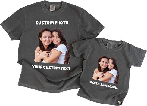 Comfort Color Custom Photo T Shirt, Create Your Own Shirt with Picture & Text, Personalized 100% Cotton Tee, Custom Shirts Design Your Own, Youth XS-XL & Adult S-3XL in Kuwait