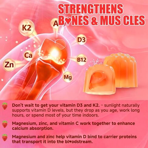 Organic Women’s D3 K2 Vitamin Gummies: D3 10000 IU Chewable Vegan Multivitamins Supplement with B12 B6 B9 Plus Magnesium Omega Zinc Calcium - for Immune Energy Skin Support (120Count) in Saudi Arabia