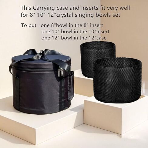 12 Inch Carrying Case for Crystal Singing Bowl 8-12 Inch Set,Black Color Canvas Handle Bag in Kuwait