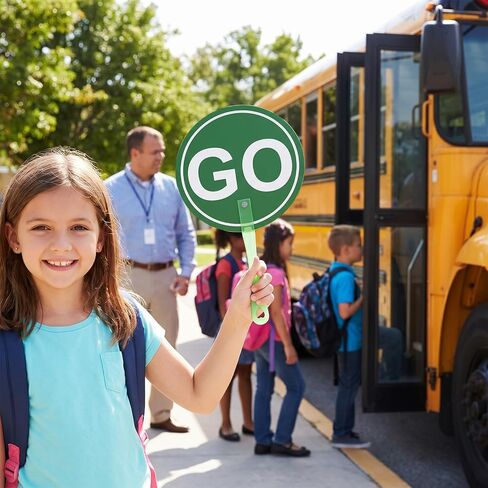 Stop Sign with Handle, Double-Sided Stop and Go Sign, Street Slow Warning Reflective Signs, Red & Green Light Signs for Kids in Kuwait
