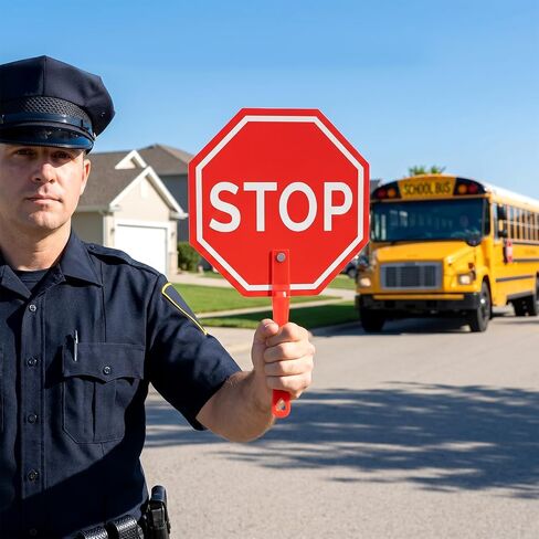 Stop Sign with Handle, Double-Sided Stop and Go Sign, Street Slow Warning Reflective Signs, Red & Green Light Signs for Kids in Kuwait