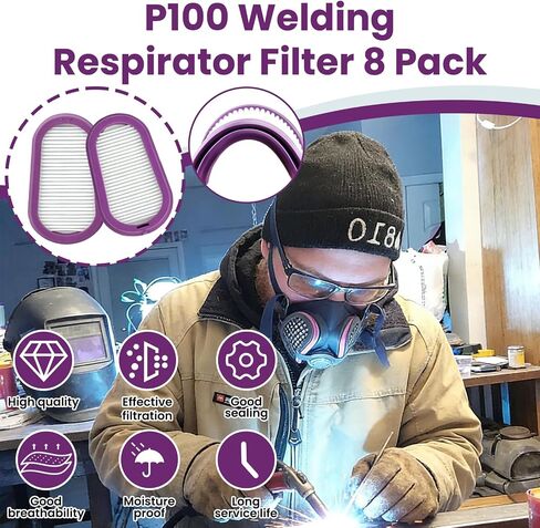 8 Pack P100 Respirator Filters SPR321 Replacement Compatible with Elipse Miller Half Respirator Filter for SPR451 S/M, SPR457 M/L, SPR449 S/M, SPR456 M/L Half Mask Respirators in Kuwait