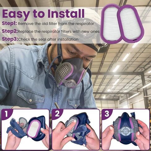 8 Pack P100 Respirator Filters SPR321 Replacement Compatible with Elipse Miller Half Respirator Filter for SPR451 S/M, SPR457 M/L, SPR449 S/M, SPR456 M/L Half Mask Respirators in Kuwait