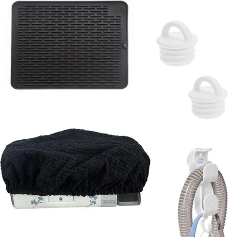 مجموعة حماية منضدة CPAP، حصيرة حماية CPAP، غطاء غبار CPAP، حامل خرطوم CPAP مع 2 سدادة خرطوم CPAP لخرطوم 22 مم in Kuwait