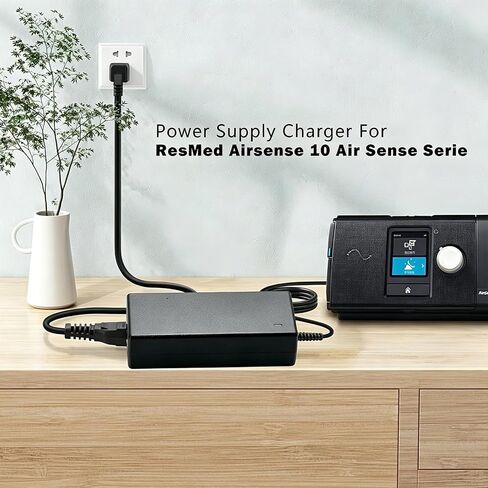محول تيار متردد 90 وات لجهاز Resmed Airsense 10 S10 AirCurve 10 Series CPAP وBiPAP Lumis VPAP BiLevel Machine، 90W S10 370001 37344 37028 شاحن سلك الطاقة in Kuwait