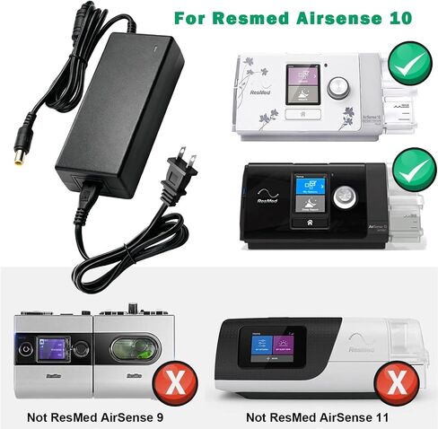 محول تيار متردد 90 وات لجهاز Resmed Airsense 10 S10 AirCurve 10 Series CPAP وBiPAP Lumis VPAP BiLevel Machine، 90W S10 370001 37344 37028 شاحن سلك الطاقة in Kuwait