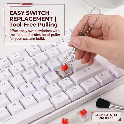 50Pcs Keyboard Clicker,Mechanical Keyboard Switches,3 Pin Clicky Switches with Brush and Key Puller,Clickers for 3D Prints,Dustproof,Keyboard Keys for Mechanical Gaming Keyboards,Typing Red switches in Kuwait