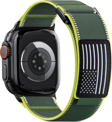 حزام من النايلون بحلقة تريل لساعة Apple Watch Ultra 3/2/1 Series 11/10/9/8/7/6/SE/5/4/3/2/1 للرجال، حزام علم منسوج مرن على شكل نجوم متوافق مع iWatch 49 مم 46 مم 45 مم 44 مم 42 مم in Kuwait