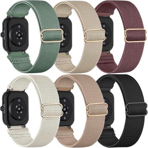 6 عبوات من أحزمة ساعات النايلون القابلة للتمدد متوافقة مع Amazfit Active 2/Active 3 Premium/GTS/ 2/2 mini/ 2e/GTS 3/GTS 4/ mini/GTR mini، أشرطة مرنة لـ Amazfit Bip U Pro/Bip 3 Pro/Bip للنساء والرجال in Kuwait