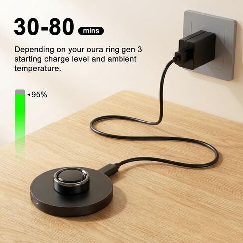 Underhub متوافق مع شاحن Oura Ring Gen 3 (الحجم 11)، قاعدة شحن سريعة مع مؤشر، قاعدة غير قابلة للانزلاق، شاحن للحلقة الذكية يتضمن كابل USB-C مقاس 59 بوصة in Kuwait
