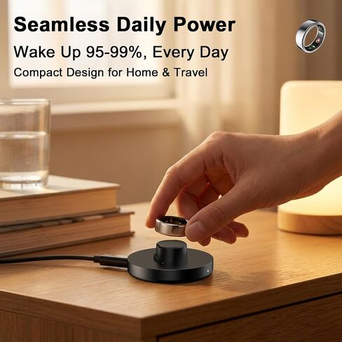 Underhub متوافق مع شاحن Oura Ring Gen 3 (الحجم 11)، قاعدة شحن سريعة مع مؤشر، قاعدة غير قابلة للانزلاق، شاحن للحلقة الذكية يتضمن كابل USB-C مقاس 59 بوصة in Kuwait