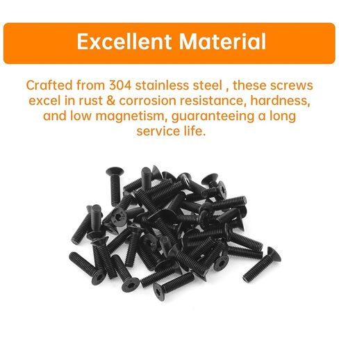 720pcs M3-0.5 x 4/6 / 8/10 / 12 mm Hex Socket Button & Flat Head Bolts Nut and Washers Assortment Kit for DIY / 3D Printer/Electronics with Hex Wrench, Tweezers, Black Zinc Plated in Kuwait
