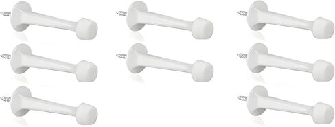8 Pack Heavy Duty Solid Rigid Door Stop with Soft Rubber Tip, Zinc Die Cast Door Stopper Protect Wall & Door, White in Kuwait