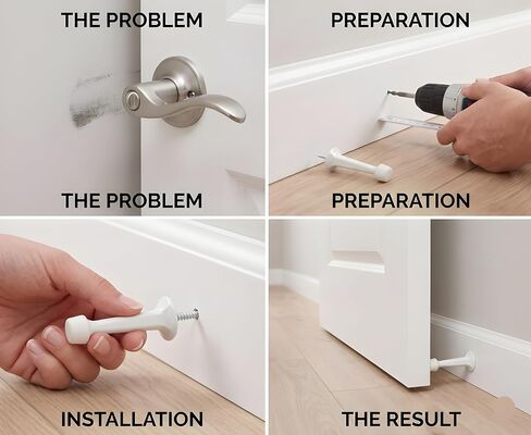8 Pack Heavy Duty Solid Rigid Door Stop with Soft Rubber Tip, Zinc Die Cast Door Stopper Protect Wall & Door, White in Kuwait