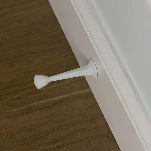 8 Pack Heavy Duty Solid Rigid Door Stop with Soft Rubber Tip, Zinc Die Cast Door Stopper Protect Wall & Door, White in Kuwait