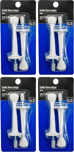 8 Pack Heavy Duty Solid Rigid Door Stop with Soft Rubber Tip, Zinc Die Cast Door Stopper Protect Wall & Door, White in Kuwait