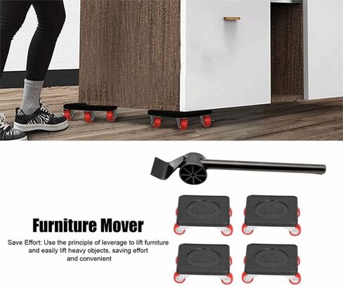 5 360° Rotatable Universal Wheels Heavy Duty Furniture Moving Dolly, 800kg Load Capacity Furniture Lifter for Home Moving, Heavy Objects Handling in Kuwait